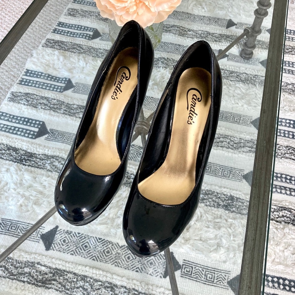 Candies Black Patent Platform Heels Pumps